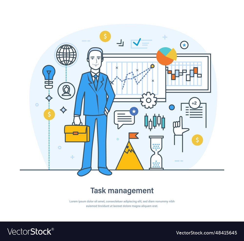 Task management process to achieve individual Vector Image Task management process to achieve individual