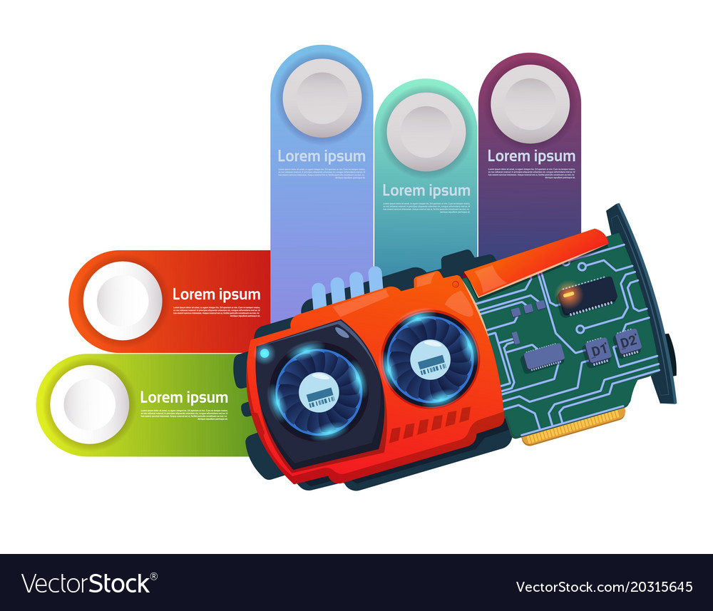 Template infographic elements with circuit chip