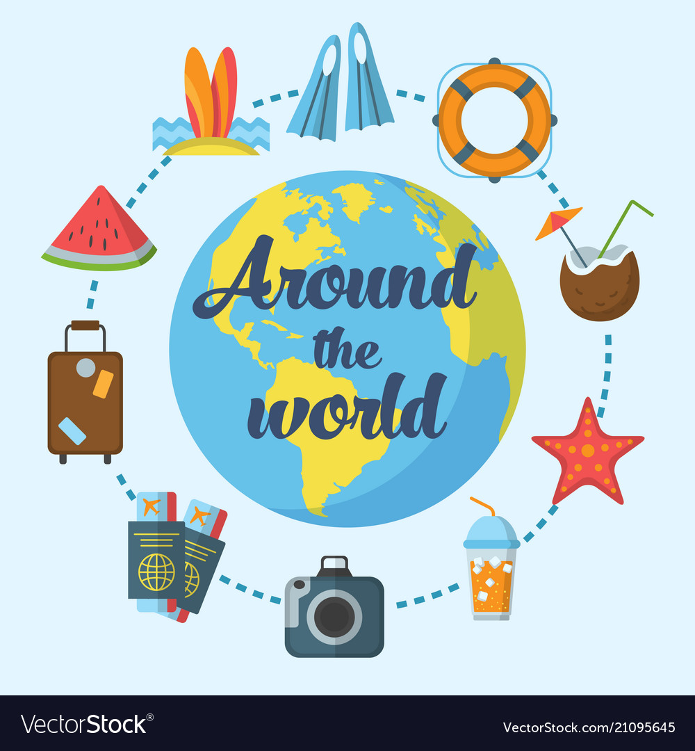 Trip poster design concept flat style with Vector Image