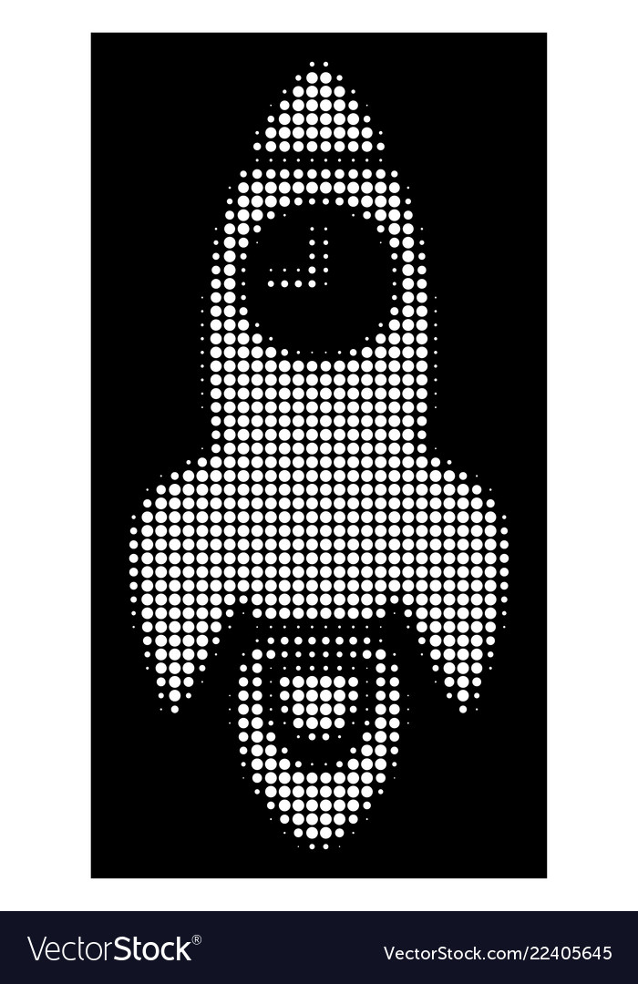 White Halftone Raum Rakete Zeit Icon