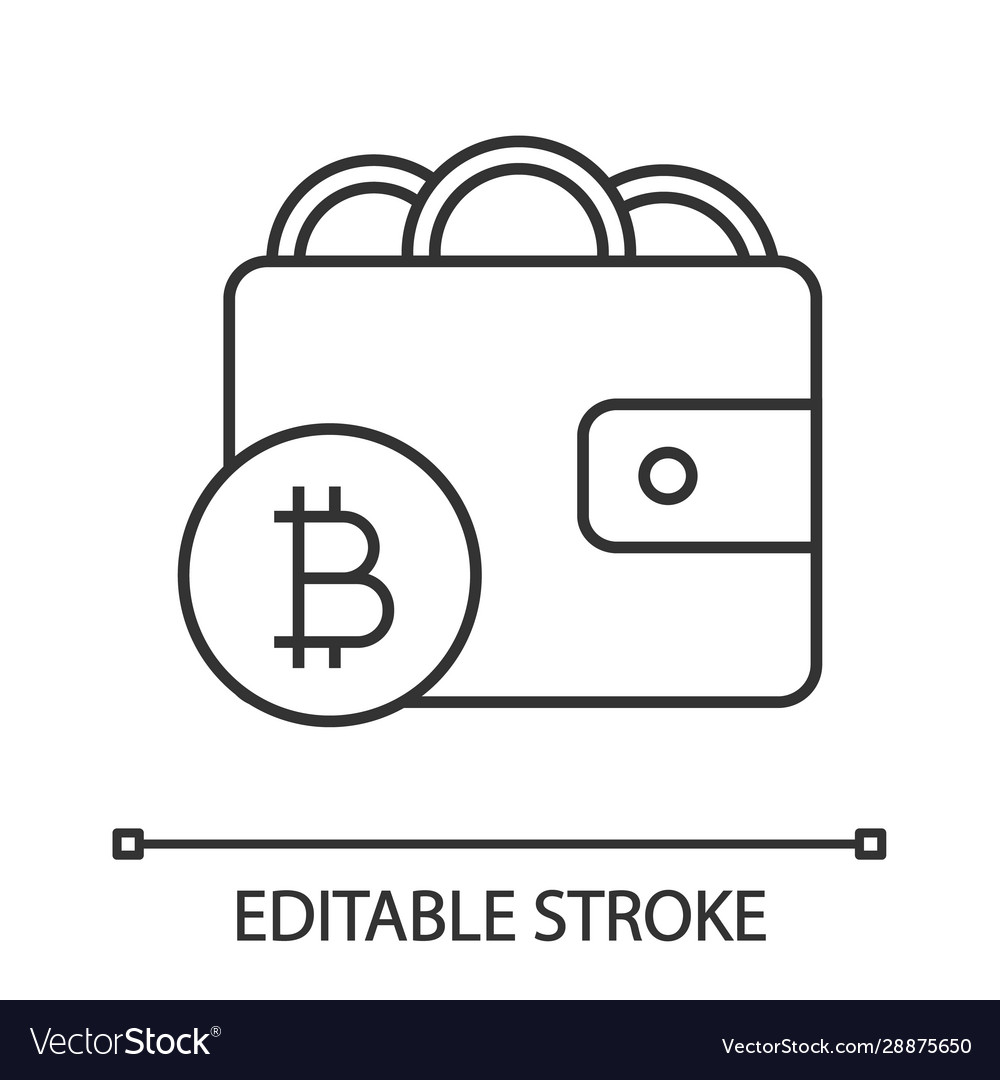 Bitcoin wallet linear icon vector image Bitcoin wallet linear icon