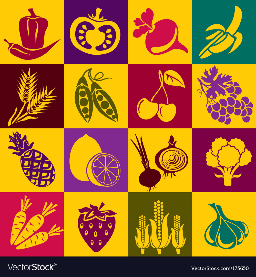 Colorful Fruit and Vegetable Pattern