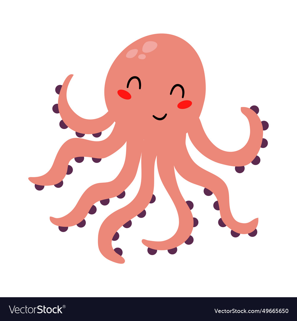 Cute hand drawn octopus white background isolate Vector Image