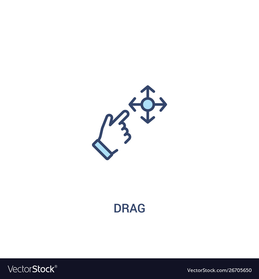 Drag concept 2 colored icon simple line element vector image Drag concept 2 colored icon simple line element