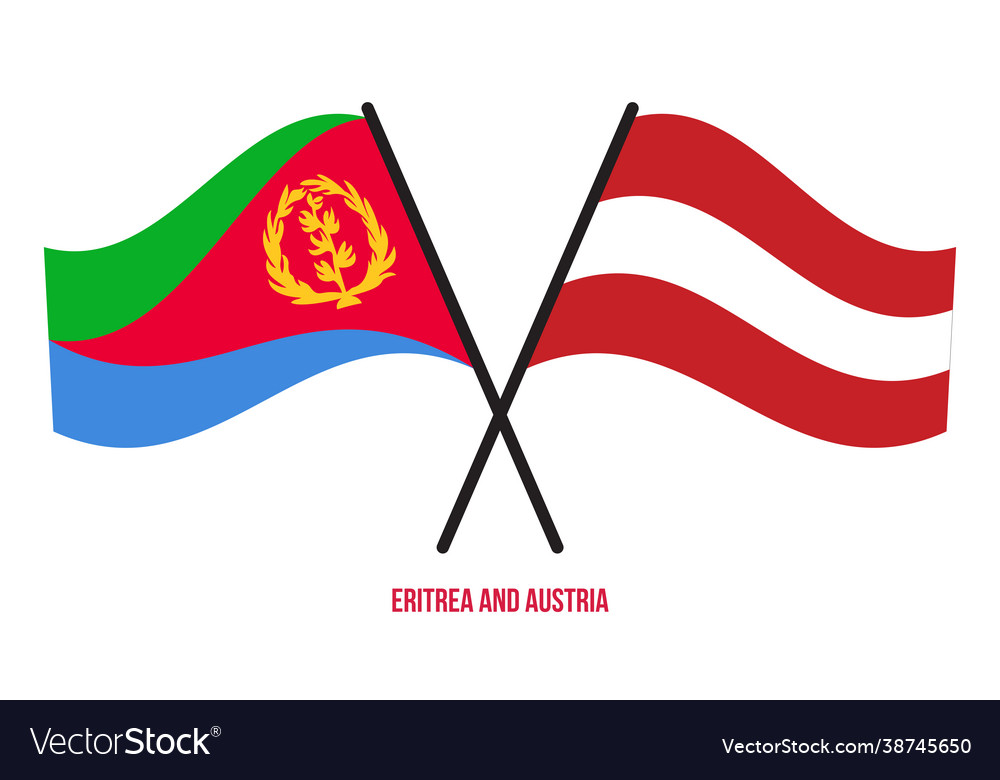 Eritrea and austria flags crossed waving flat