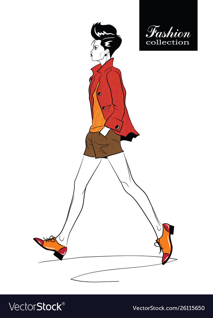 Fashion girl in sketch style on a white background vector image Fashion girl in sketch style on a white background