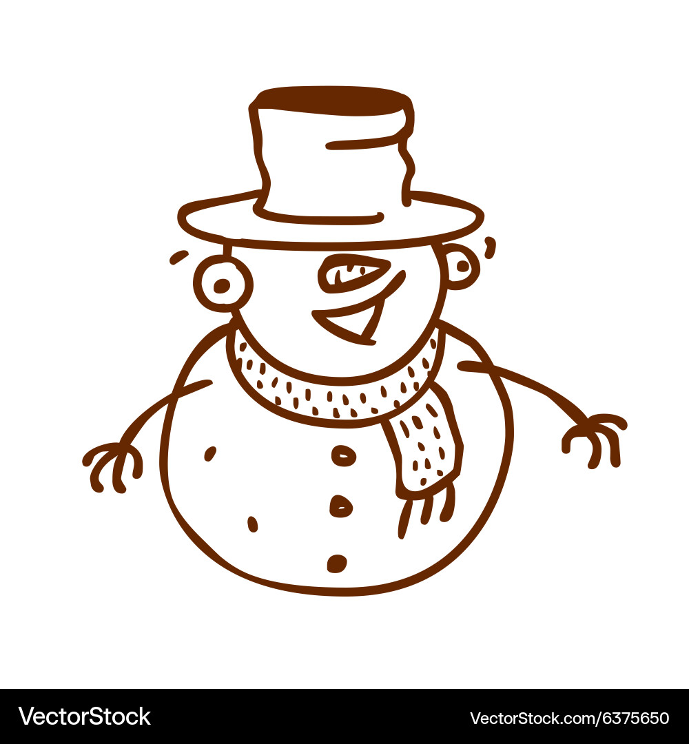 Hand Drawn Snowman Royalty Free Vector Image Vectorstock