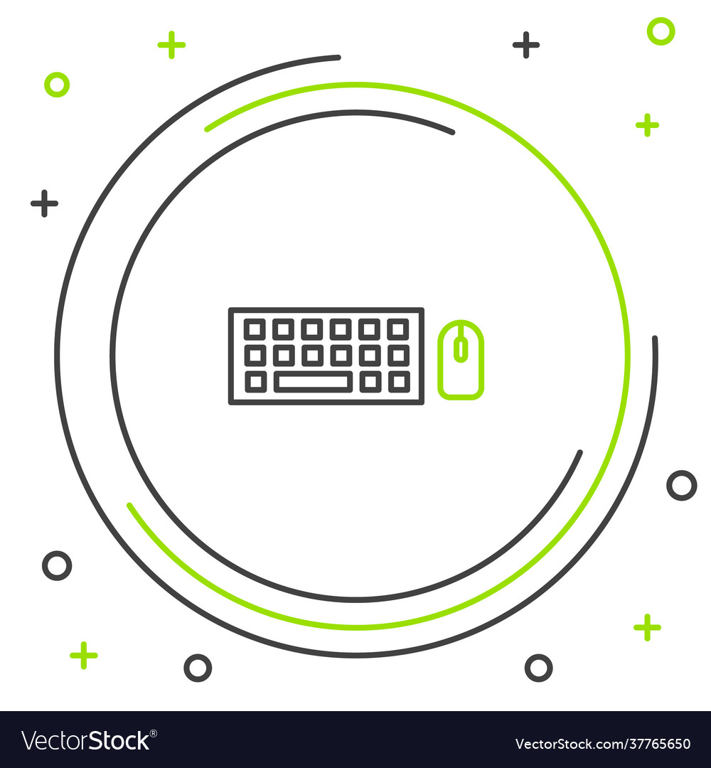 Line computer keyboard and mouse icon isolated vector image Line computer keyboard and mouse icon isolated