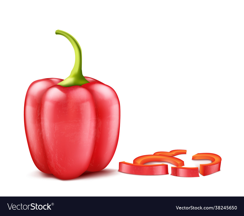 Realistic red bell pepper