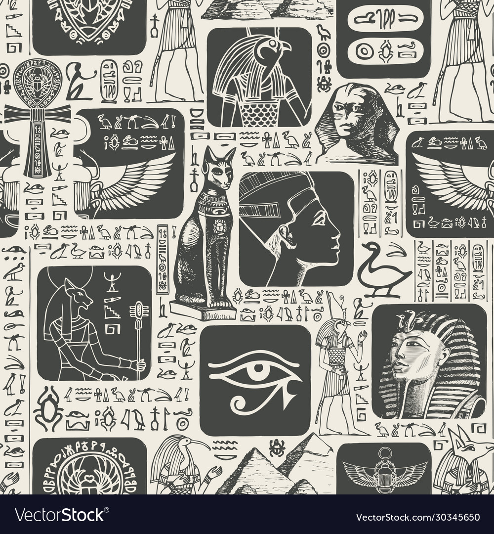 Seamless pattern on theme ancient egypt Royalty Free Vector