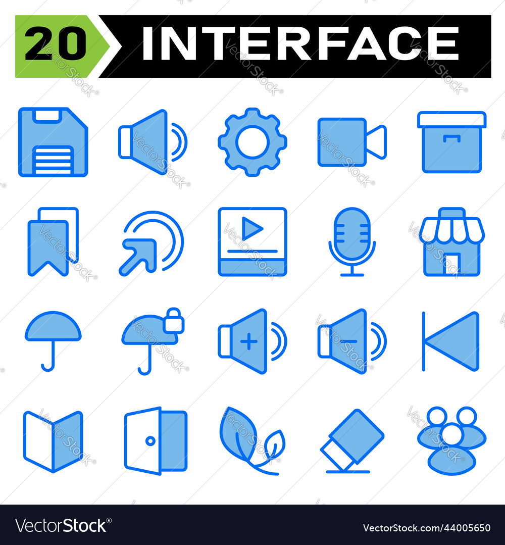 Benutzeroberfläche Icon-Set enthalten Speicherdaten speichern vector image Benutzeroberfläche Icon-Set enthalten Speicherdaten speichern