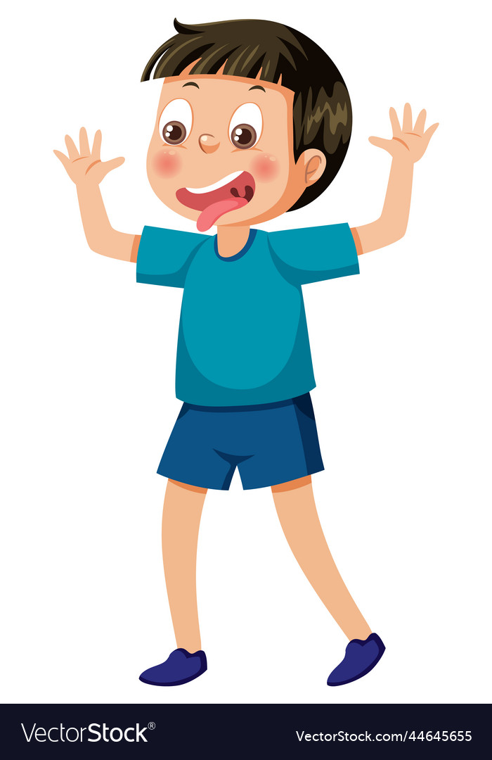 A boy with teasing face expression Royalty Free Vector Image