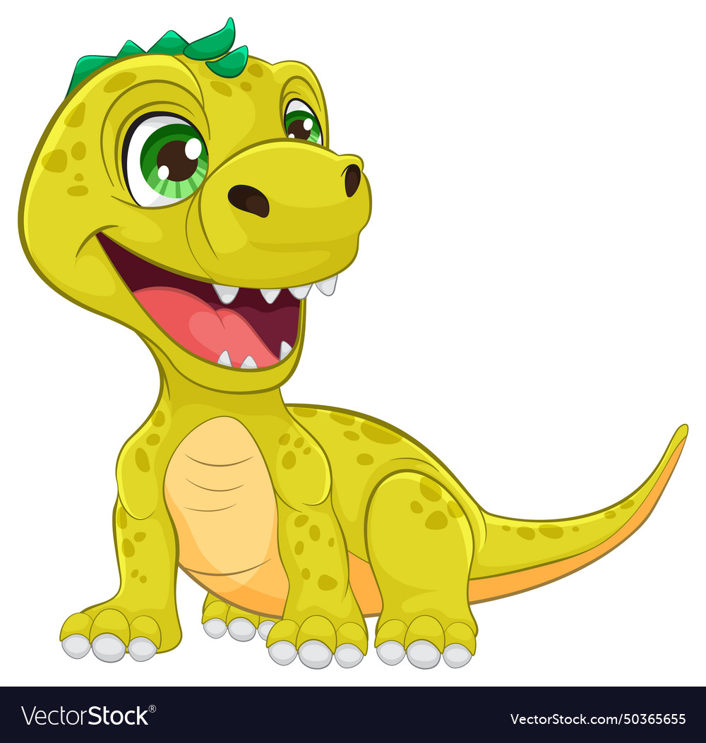 Cheerful green dinosaur with a big smile Vector Image