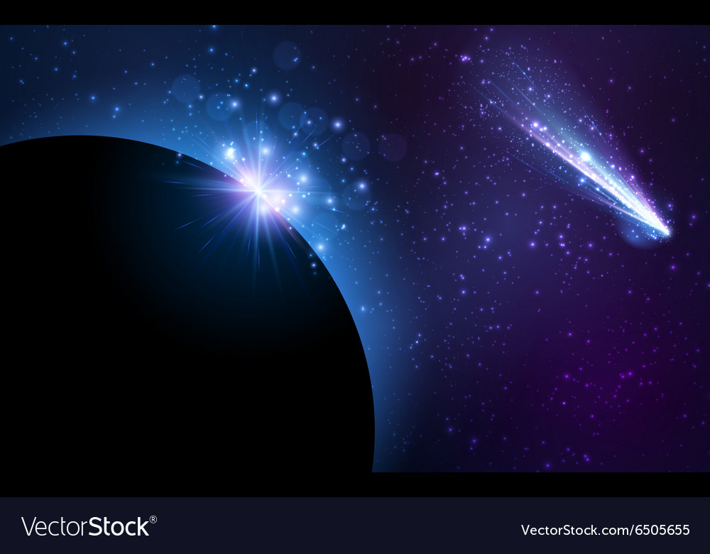 Cosmic Planet with Comet Streak