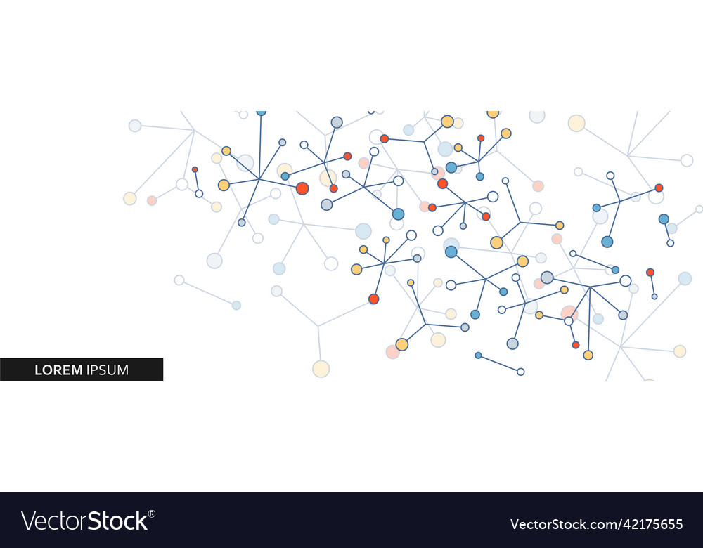Dots with connections lines color molecular vector image Dots with connections lines color molecular