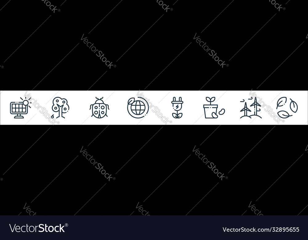 Ecology line icons linear set quality vector image Ecology line icons linear set quality