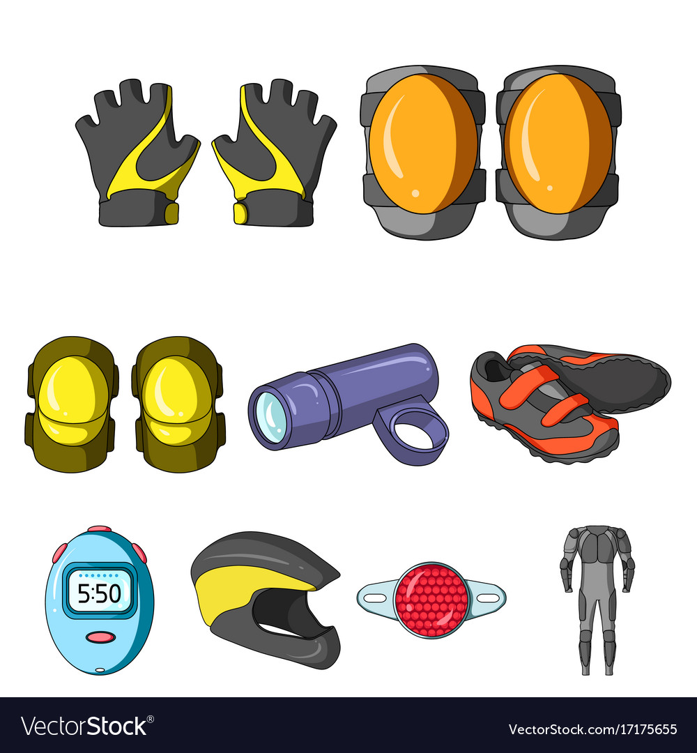 Icons of cycling bike set for backpack