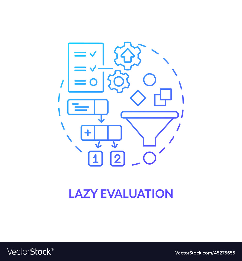 Lazy evaluation blue gradient concept icon vector image Lazy evaluation blue gradient concept icon
