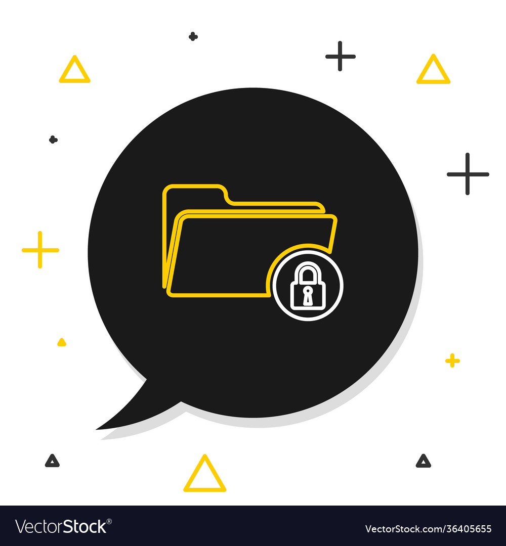 Line folder and lock icon isolated on white vector image Line folder and lock icon isolated on white