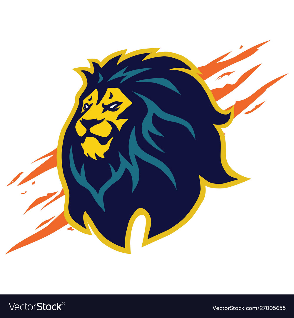 Lion Head Logo Mascot Design Claw Scratch Vector Image