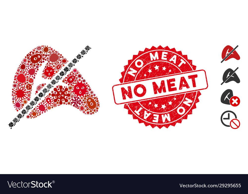 Microbe mosaic no meat icon with textured round