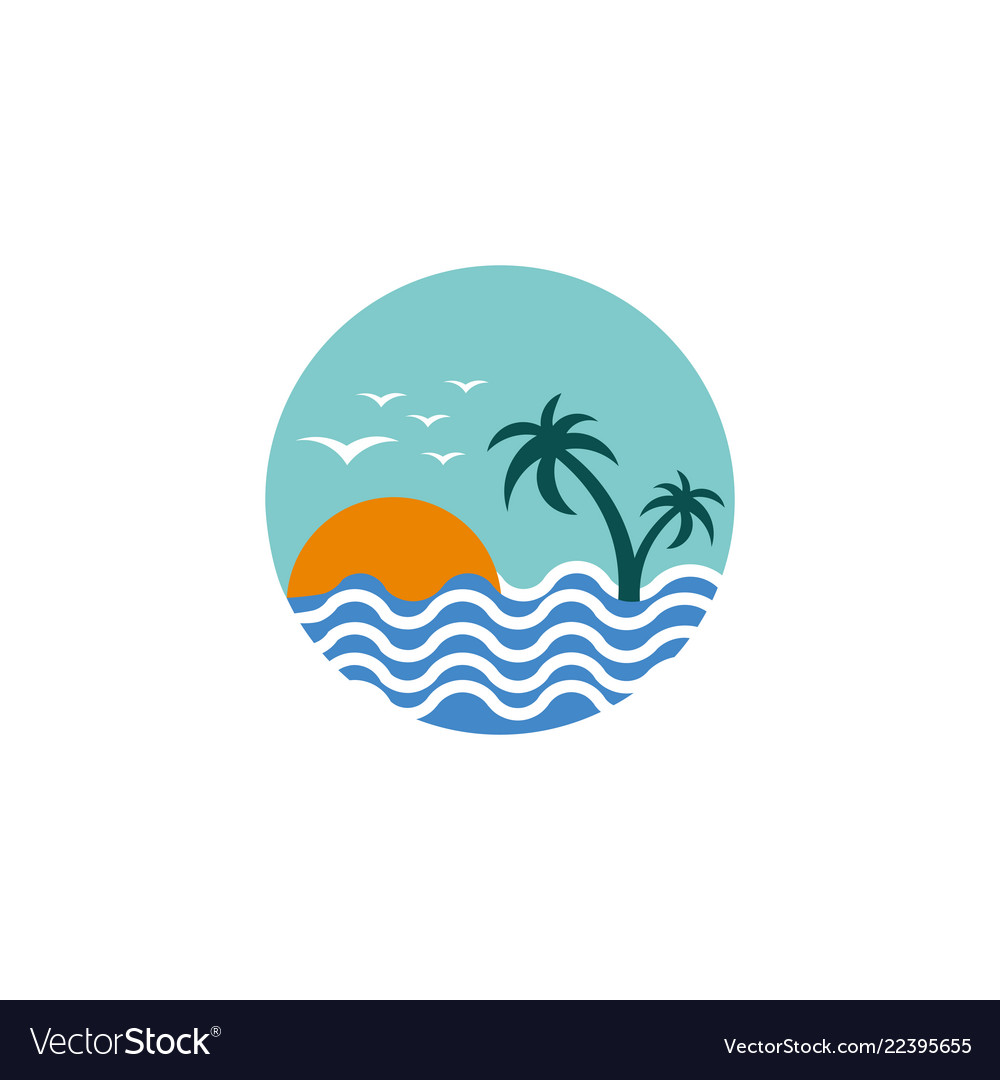 Natural beach logo template design emblem