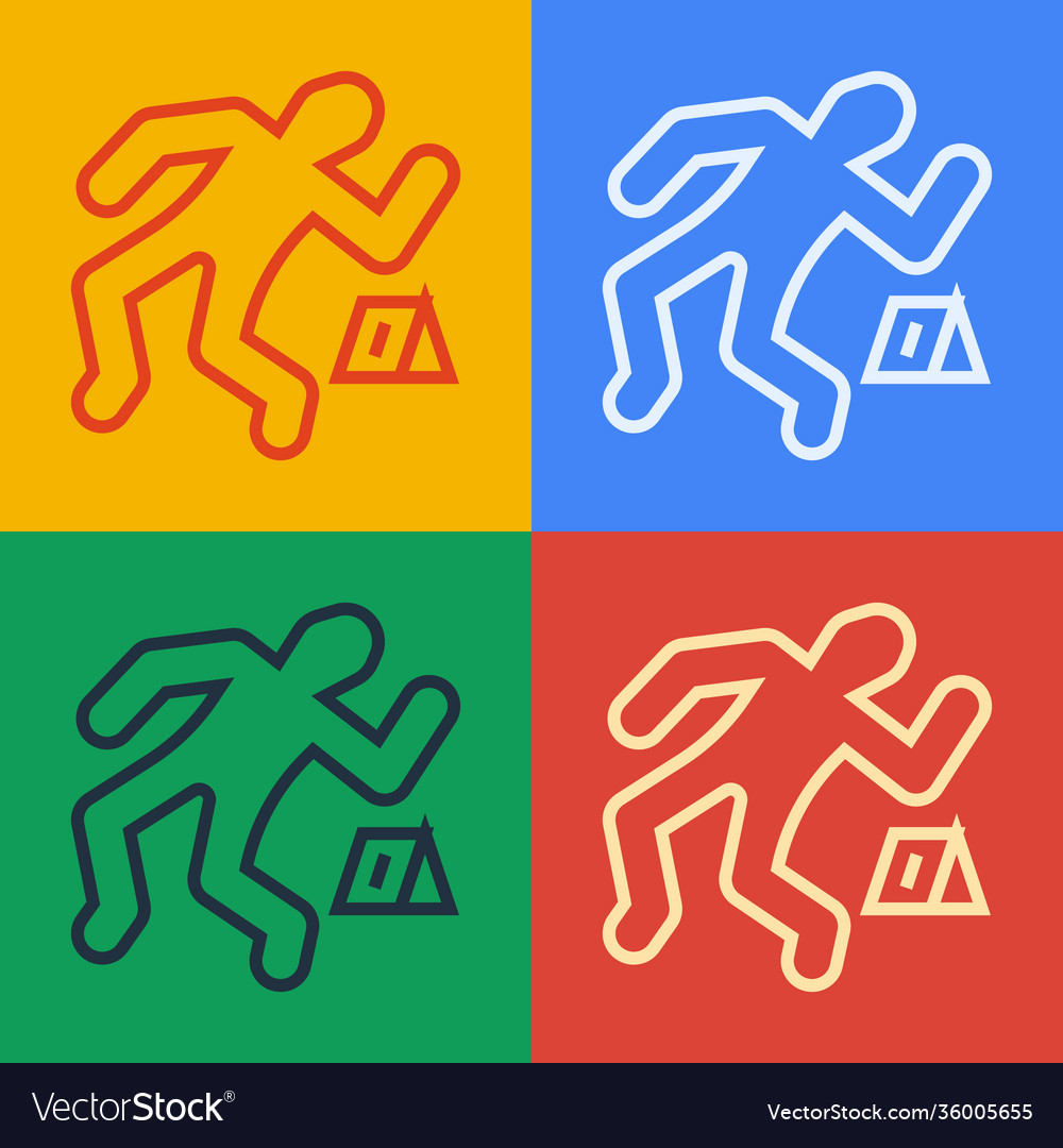 Pop art line crime scene icon isolated on color vector image Pop art line crime scene icon isolated on color