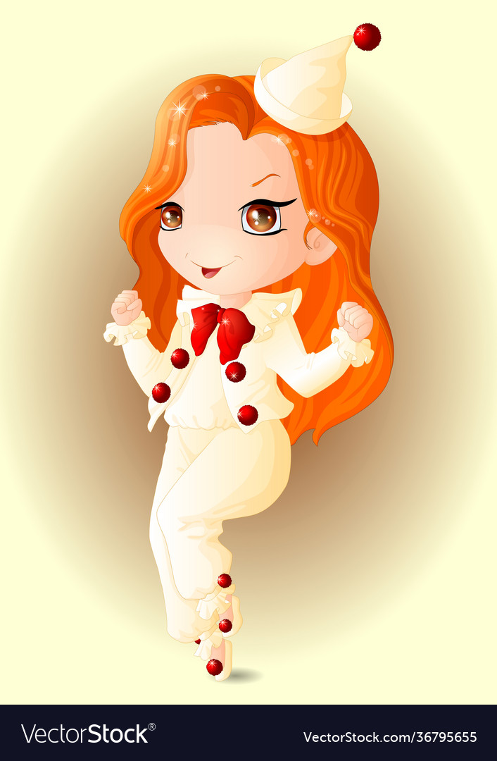 Red-haired clown vector image Red-haired clown
