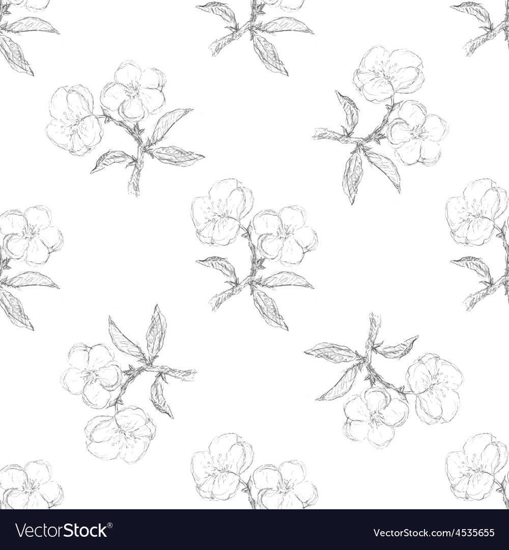 Seamless pattern with apple twig