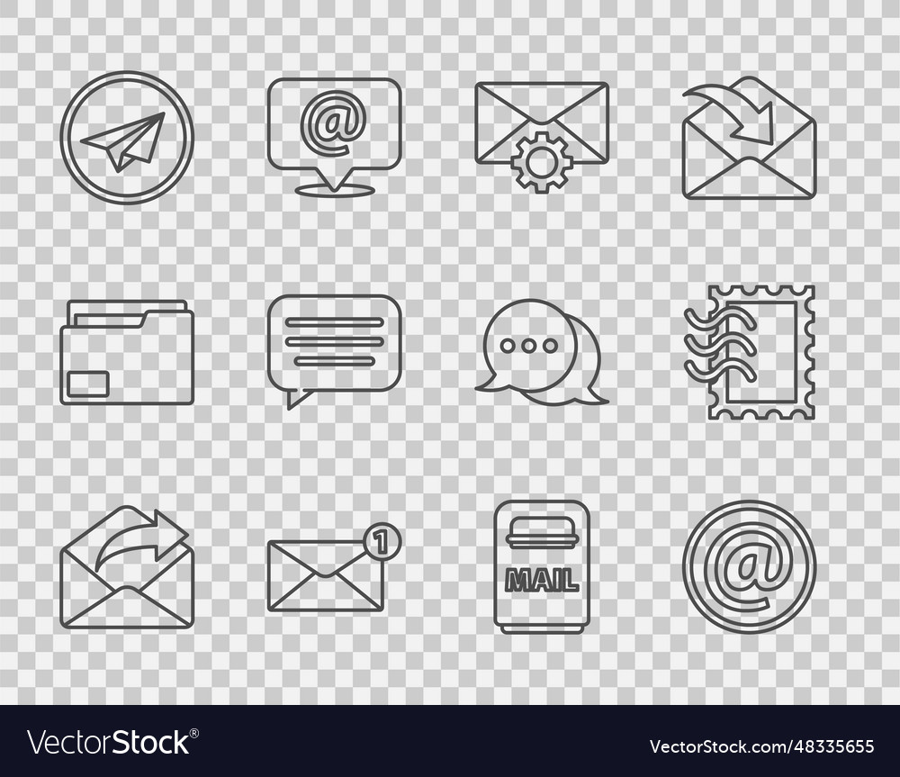 Set line outgoing mail and e-mail envelope vector image Set line outgoing mail and e-mail envelope