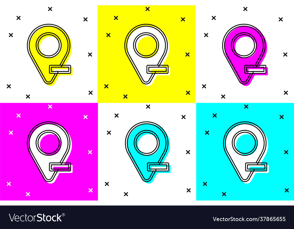 Set map pin icon isolated on color background vector image Set map pin icon isolated on color background