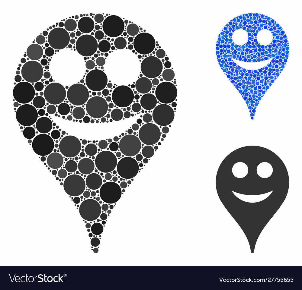 Smile smiley map marker composition icon vector image Smile smiley map marker composition icon