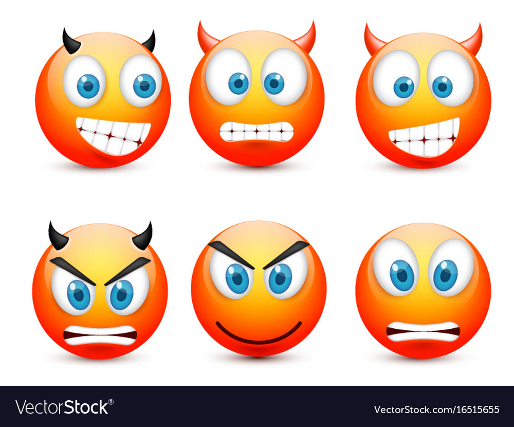 Smiley with blue eyesemoticon set yellow face Vector Image