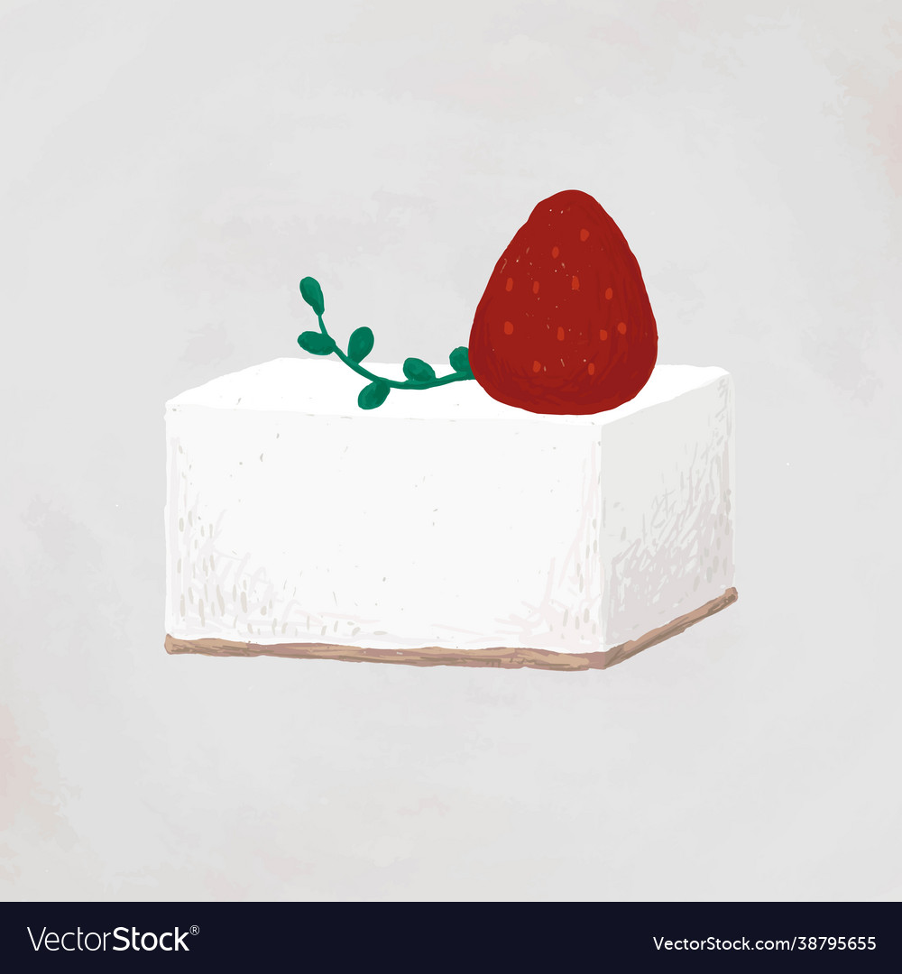 Strawberry square cake element cute hand drawn