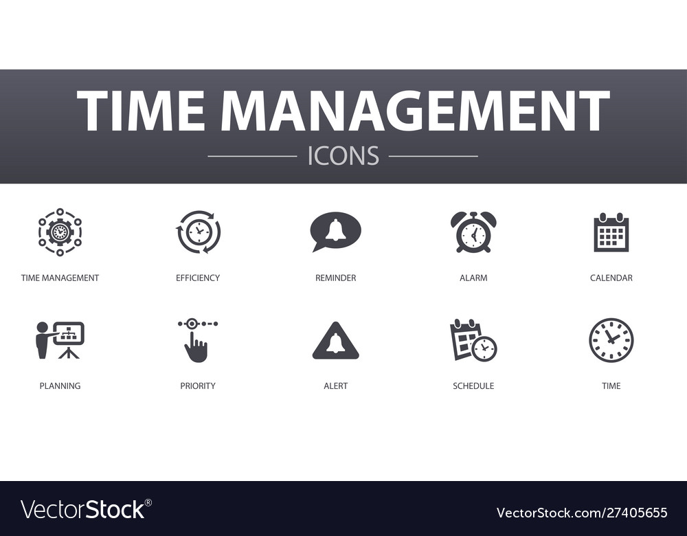 Time management simple concept icons set contains