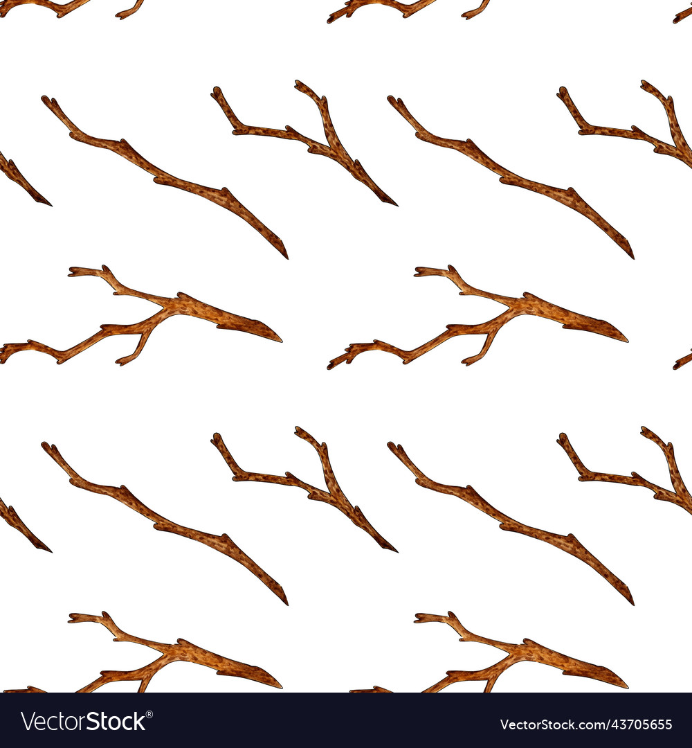 Watercolor of a pattern dry branches without vector image Watercolor of a pattern dry branches without