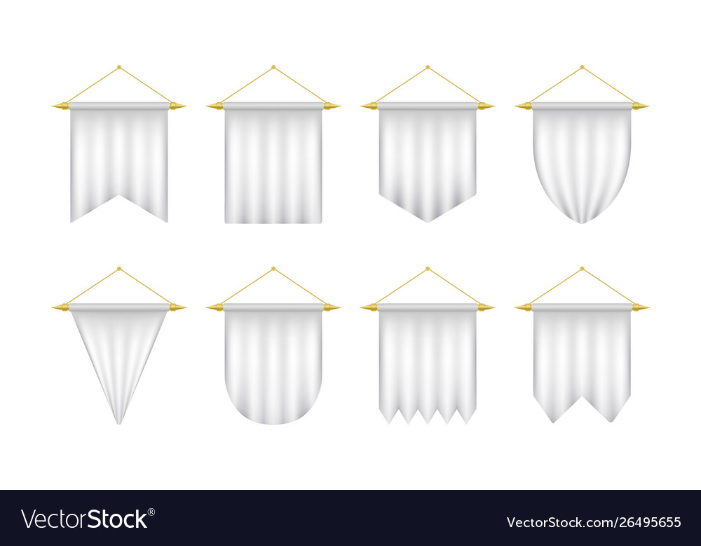 White realistic pennant set empty triangle