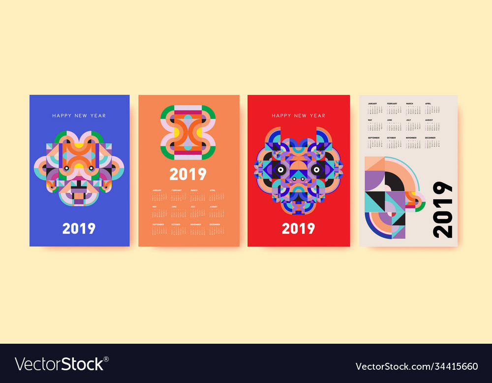 2021 calendar design template with colorful Vector Image 2021 calendar design template with colorful