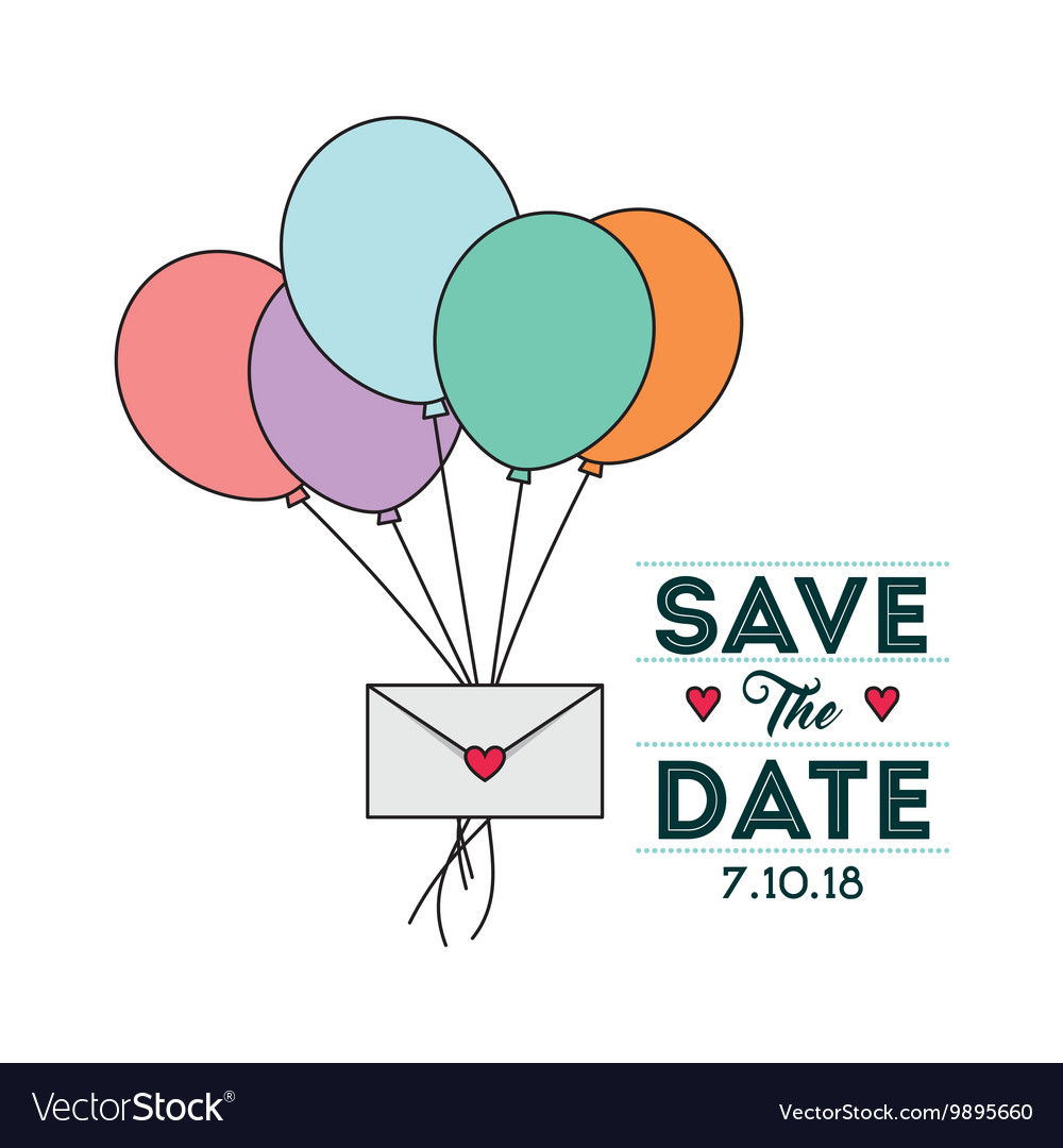 Balloons and envelope icon invitation save