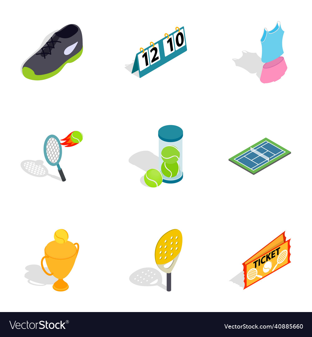 Big tennis icons isometric 3d style