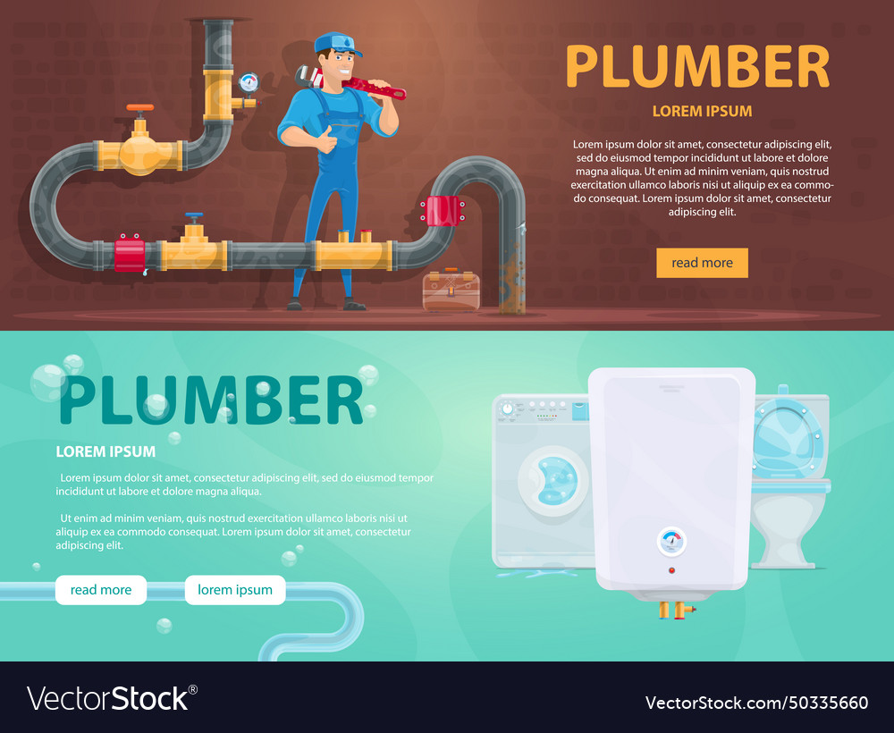 Colorful plumbing horizontal banners