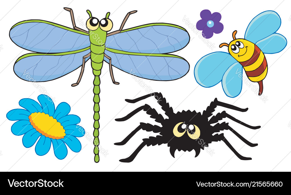 Cute insect collection Royalty Free Vector Image