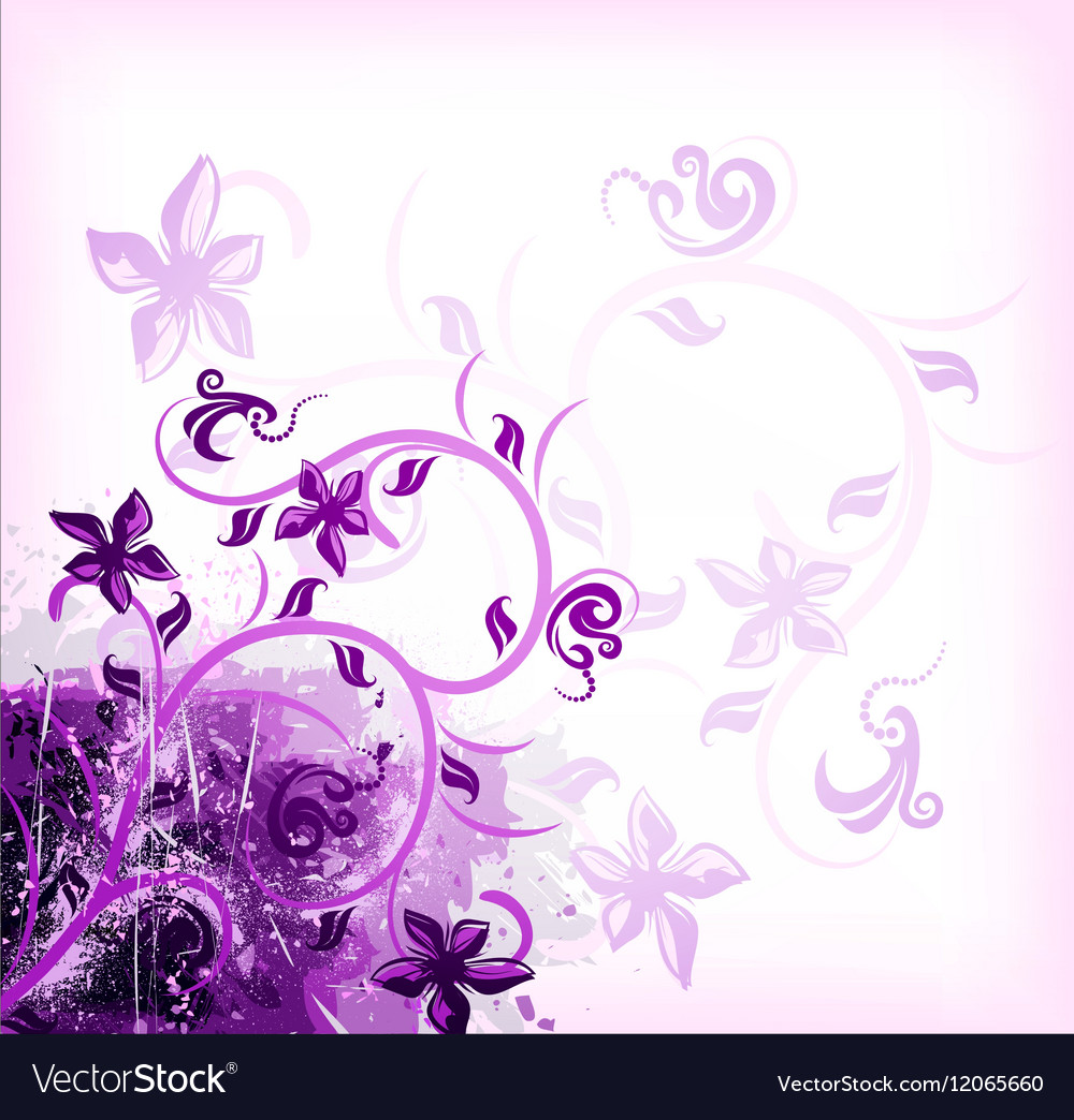 Floral violet on grunge background Royalty Free Vector Image