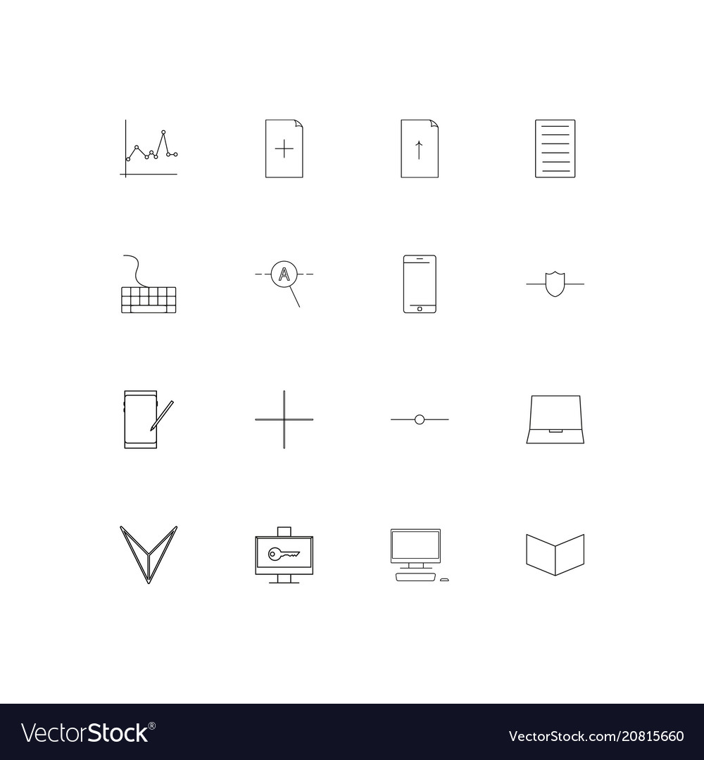 Internet technologies linear thin icons set