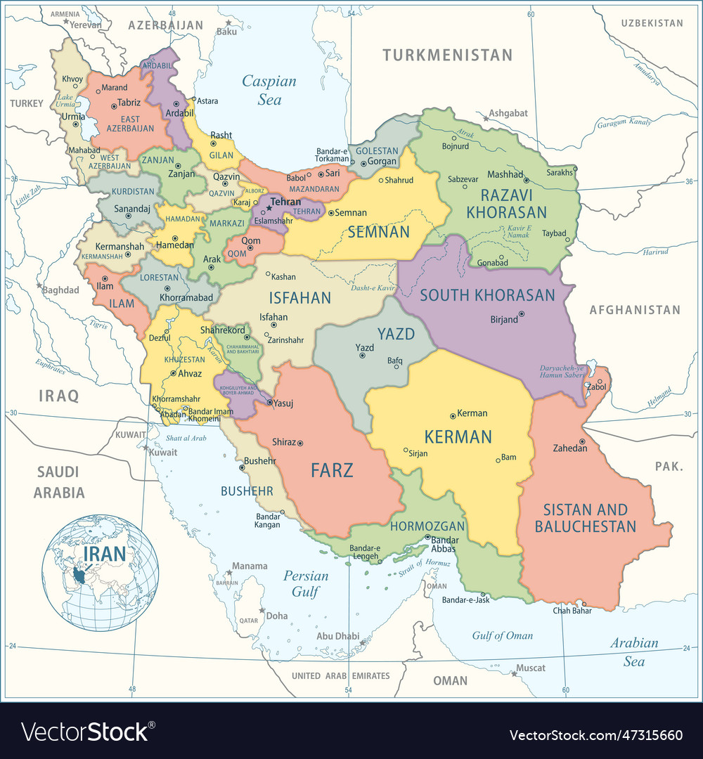 Iran map - highly detailed Royalty Free Vector Image