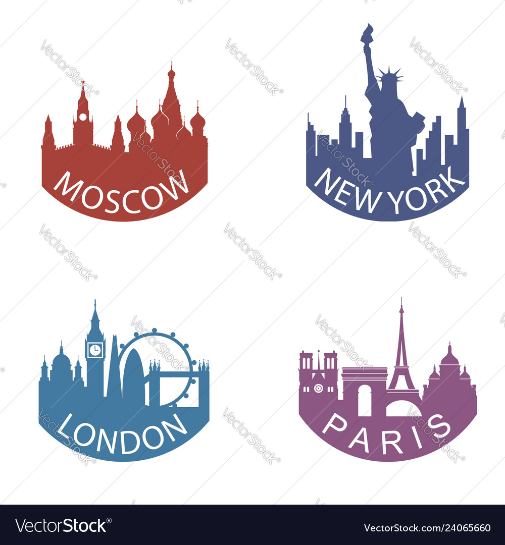 Landmark icon set Royalty Free Vector Image - VectorStock