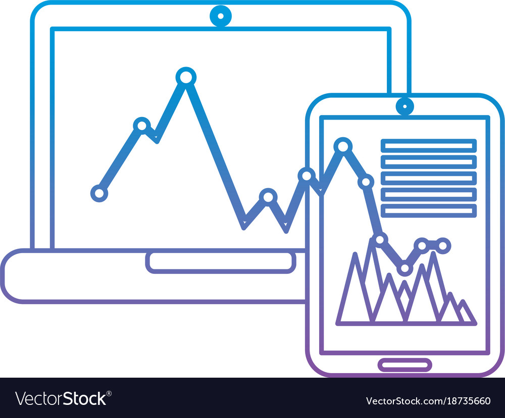 Laptop computer mobile screen chart graph business