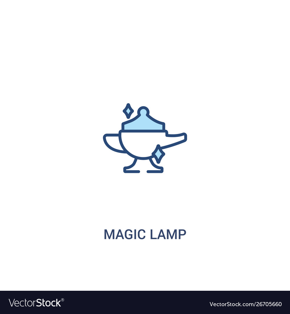 Magic lamp concept 2 colored icon simple line