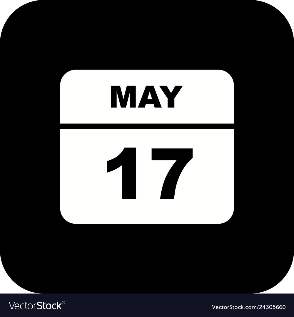 May 17th date on a single day calendar Royalty Free Vector