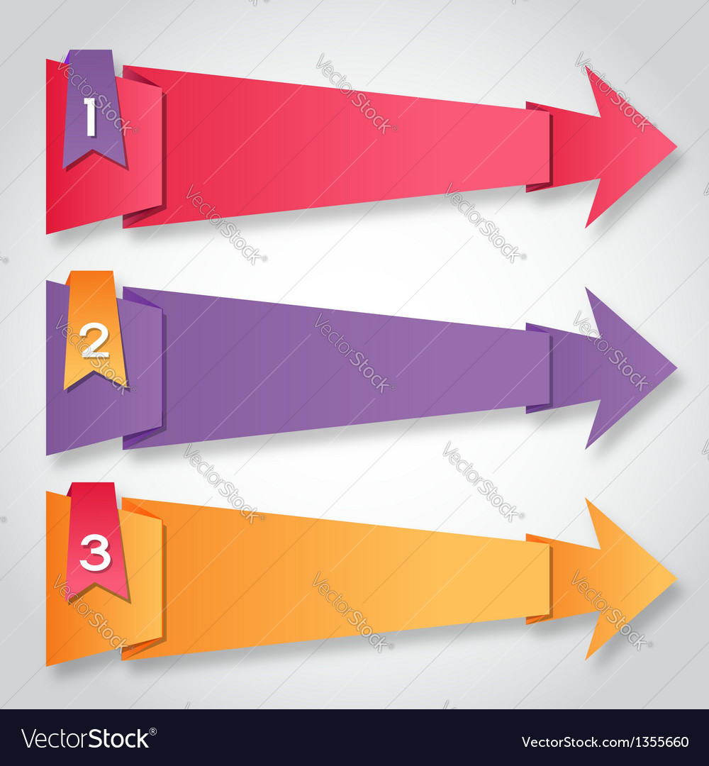 Origami paper colorful arrows with numbers Vector Image